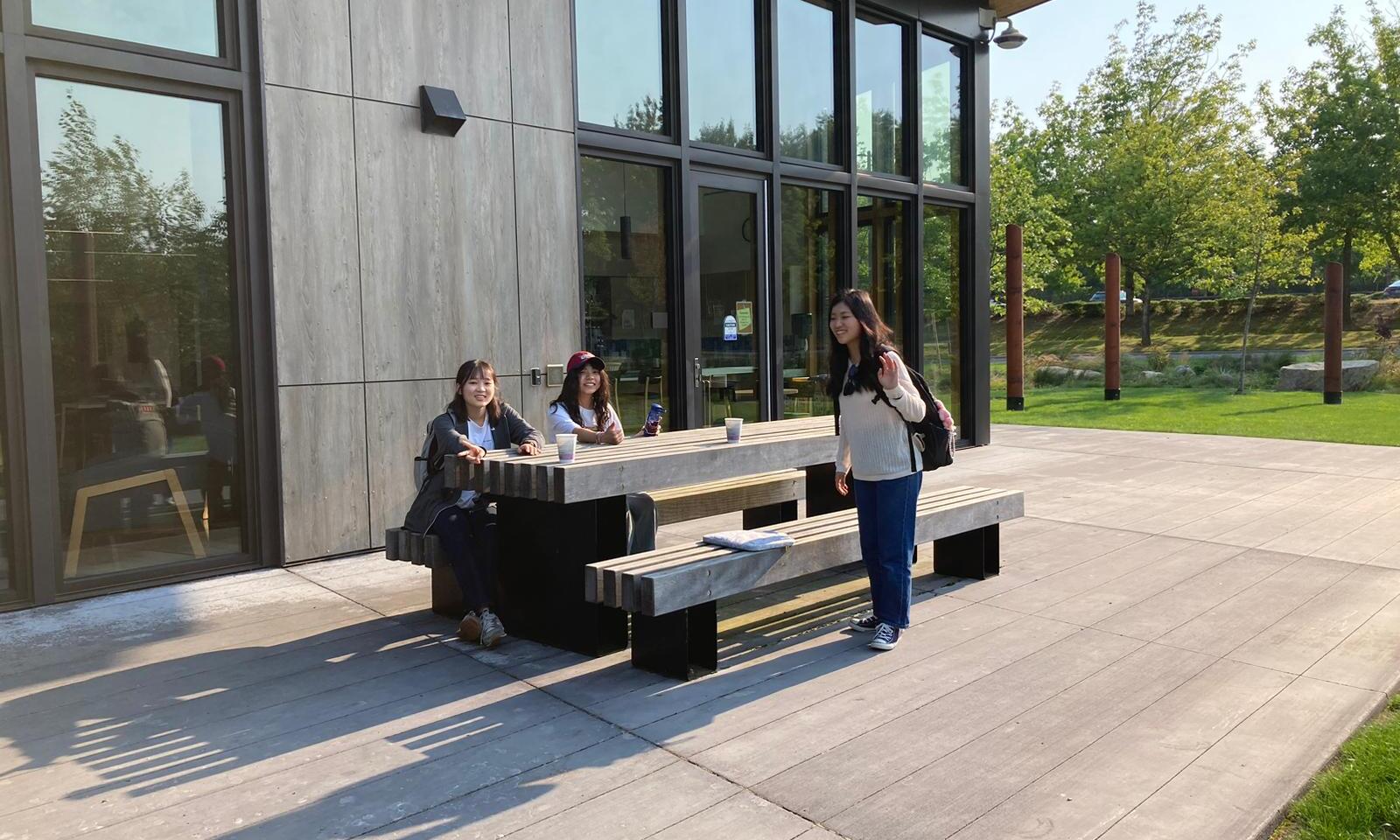 WCC international students outside Cedar Hall