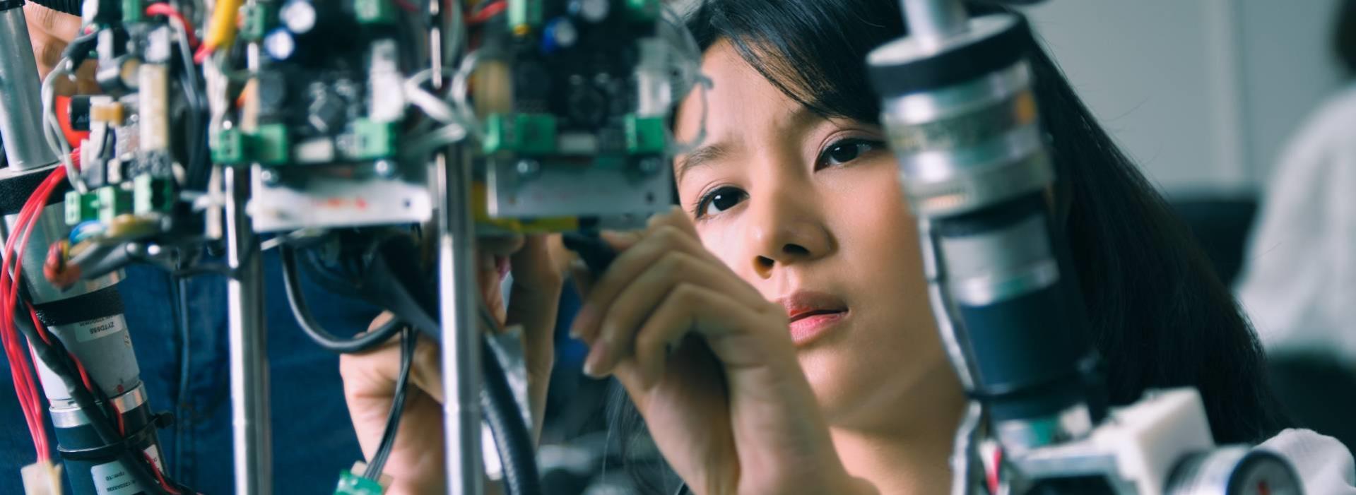 Woman robotics student