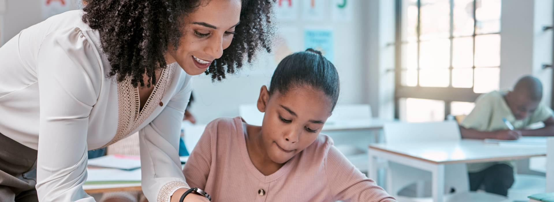Woman teacher and student