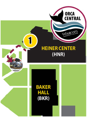 Start here, Map 1 Heiner Center and Gathering fountain