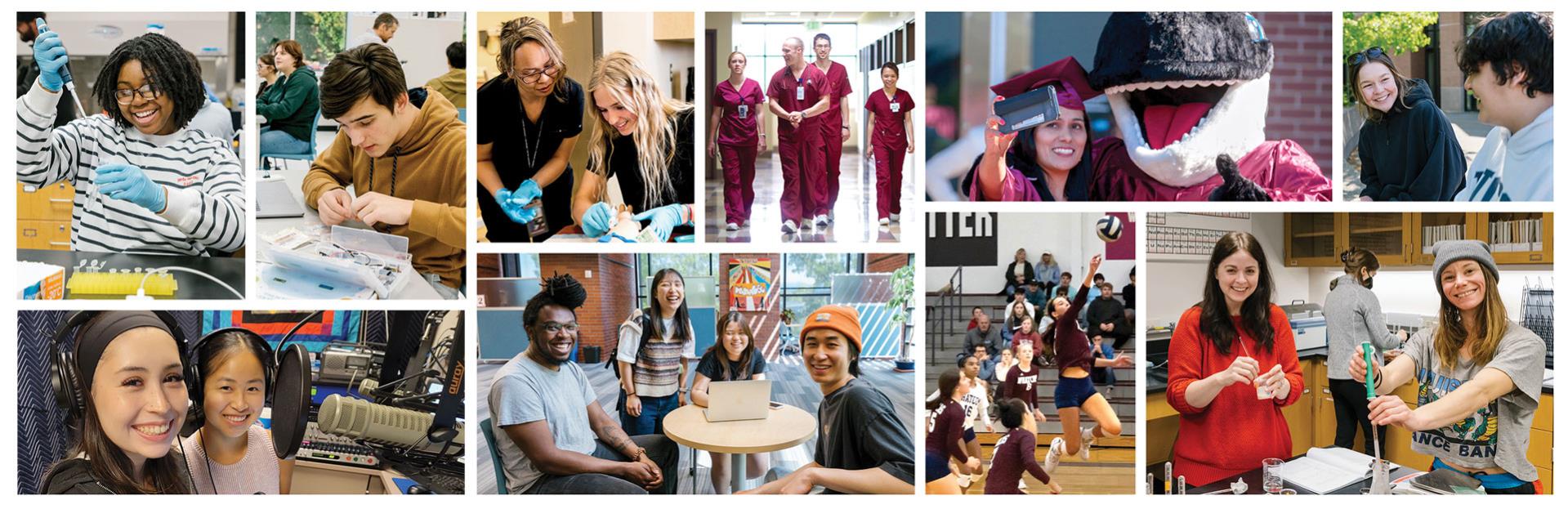 Images of students on campus at WCC